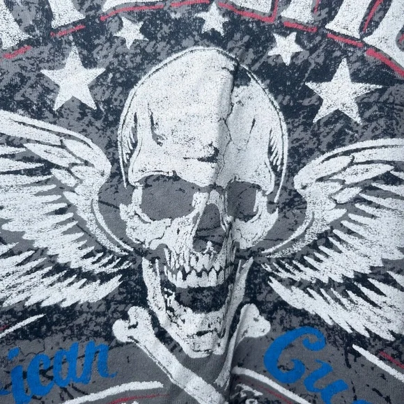 Buckle Affliction Black Gray Cutout V-Neck Graphic Tee - Picture 10 of 16